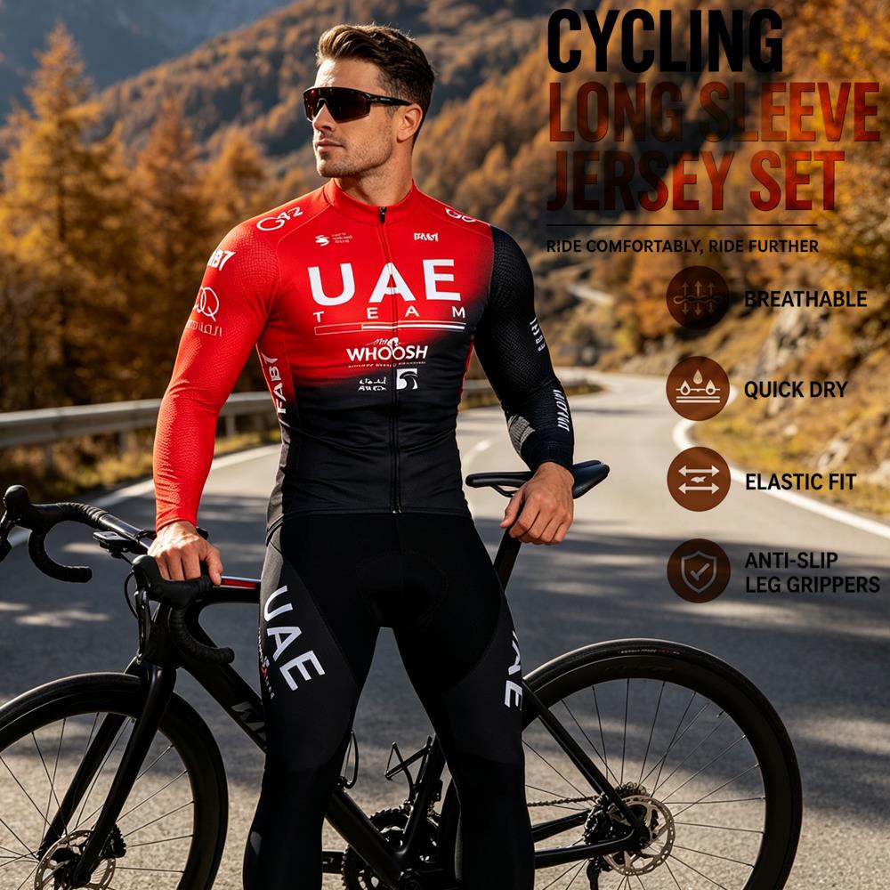 Cycling Gear Brands - 春夏用長袖サイクリングジャージセット、ビブパンツ、サイクリングウェア、プロチーム用バイクユニフォーム、メンズ用自転車ウェア、サイクルジャージ。