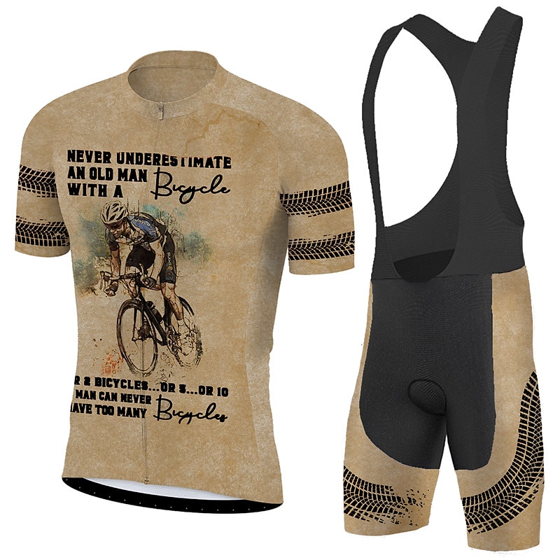 新しいサイクリングジャージセット男性半袖ビブショーツゲル通気 - Cycling Bib Shorts のレビューと価格
