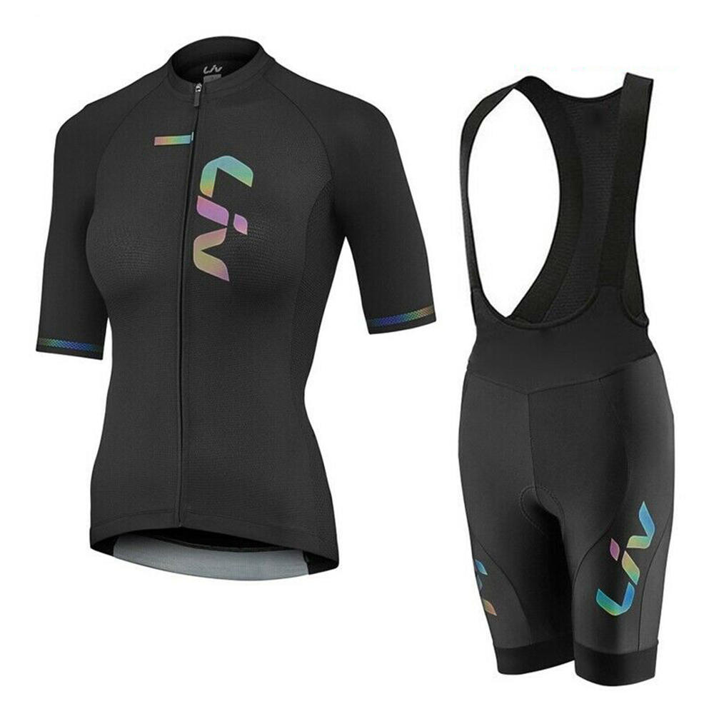 Liv-女性用サイクリングジャージとよだれかけショーツ,半袖 - Cycling Gear Jersey のレビューと価格